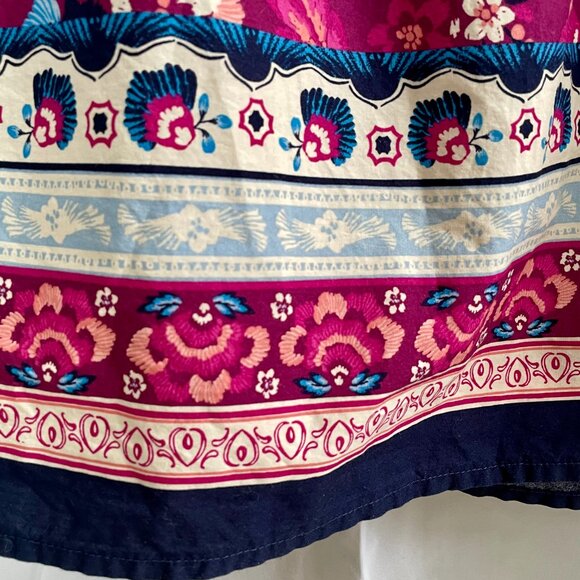 Lane Bryant Cotton Floral Popover Blouse Pink Ruffle Neck Short Sleeve Size 22 - Picture 9 of 16